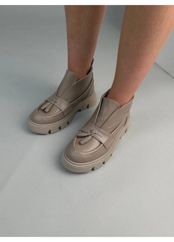 VZUTIK Жіночі шкіряні лофери 38 бежевий з натуральна шкіра, україна — демісезон (277153201)