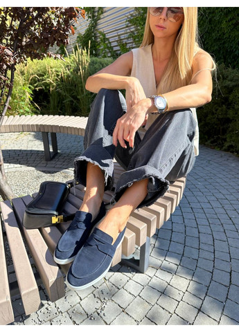 VZUTIK Жіночі замшеві лофери 37 темно-синій з натуральна замша, україна — демісезон (277152356)