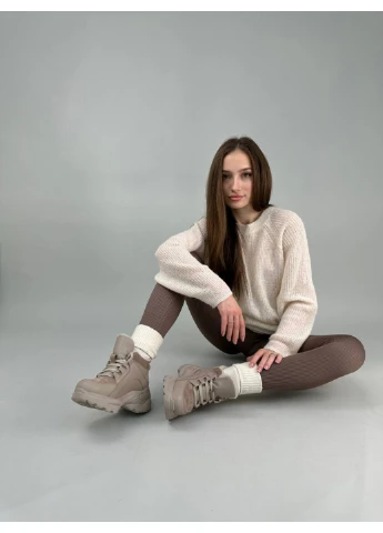 Женские кожаные кроссовки 39 VZUTIK бежевые зима (277156289)