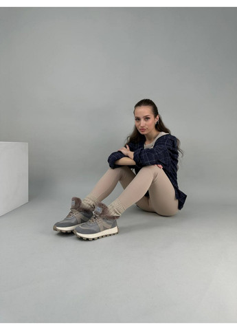 Жіночі шкіряні кросівки 37 VZUTIK сірі зими (277154730)