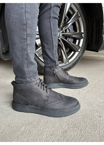 Черные осенние мужские ботинки из нубука 44 VZUTIK