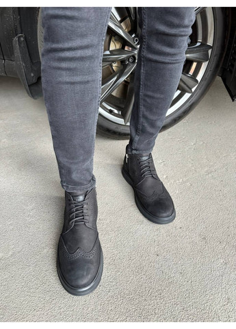 Черные осенние мужские ботинки из нубука 41 VZUTIK