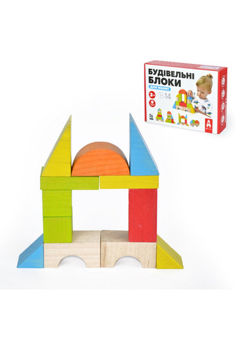 Дерев'яний конструктор "Будівельні блоки", 14 деталей Igroteco (276985851)