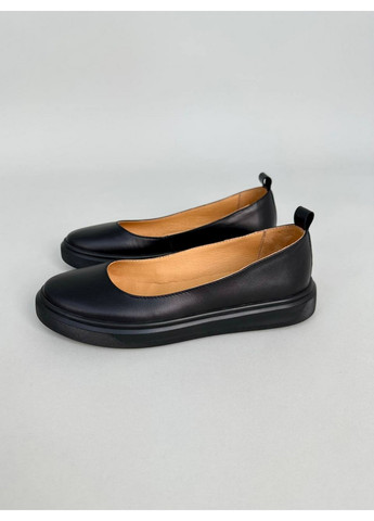 Жіночі шкіряні жіночі балетки VZUTIK | чорні однотонні натуральна шкіра (276985133)
