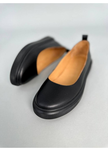 Жіночі шкіряні жіночі балетки VZUTIK | чорні однотонні натуральна шкіра (276985133)