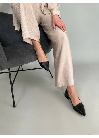 Жіночі шкіряні жіночі балетки VZUTIK | чорні однотонні натуральна шкіра (276981429)