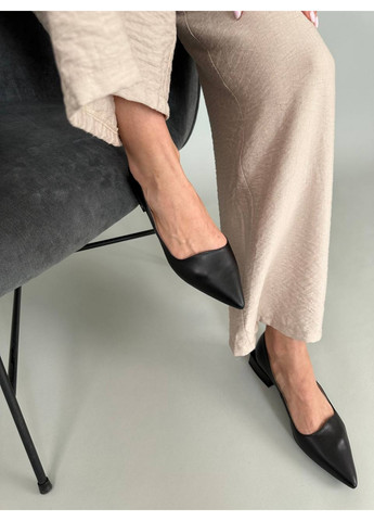 Жіночі шкіряні жіночі балетки VZUTIK | чорні однотонні натуральна шкіра (276981429)