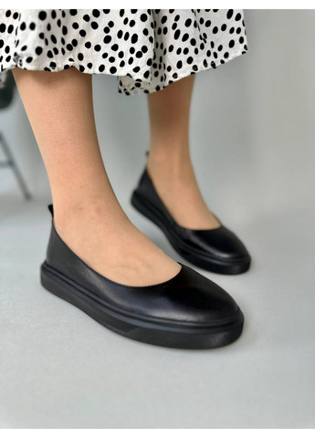 Жіночі шкіряні жіночі балетки VZUTIK | чорні однотонні натуральна шкіра (276982343)