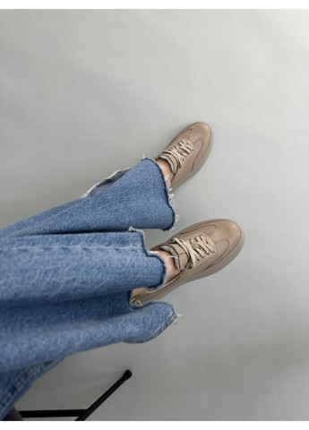 Бежеві шкіряні жіночі кеди VZUTIK