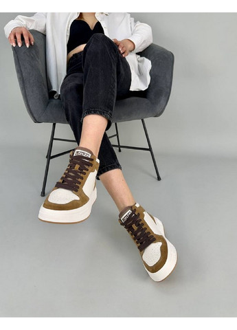 Молочні шкіряні жіночі кеди VZUTIK