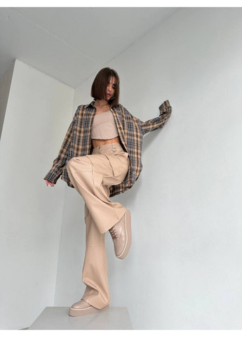 Бежеві шкіряні жіночі кеди VZUTIK