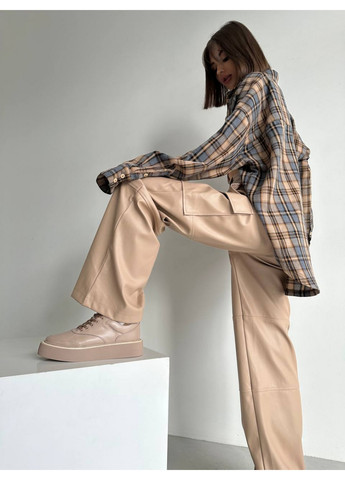 Бежеві шкіряні жіночі кеди VZUTIK