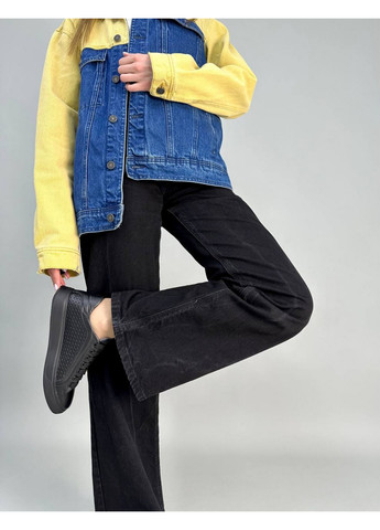 Чорні шкіряні жіночі кеди VZUTIK