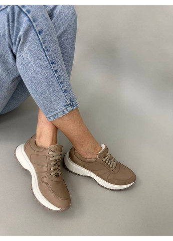 Кожаные женские кроссовки VZUTIK бежевые всесезоны (276982206)