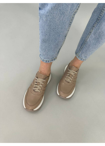 Кожаные женские кроссовки VZUTIK бежевые всесезоны (276982206)