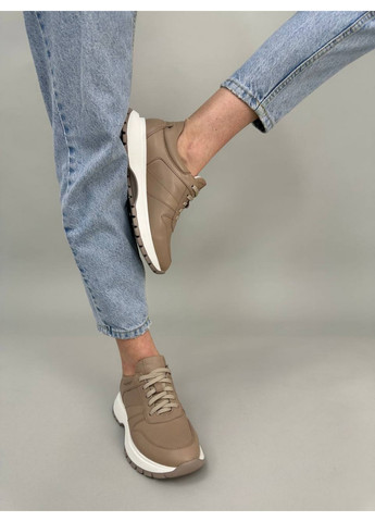 Кожаные женские кроссовки VZUTIK бежевые всесезоны (276982206)