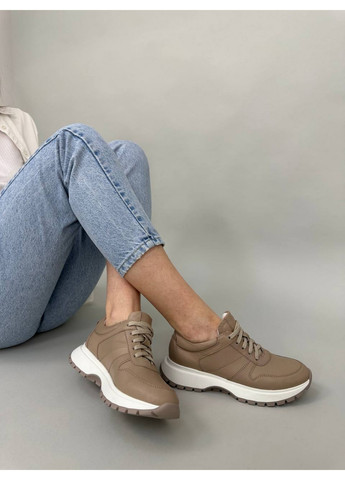 Кожаные женские кроссовки VZUTIK бежевые всесезоны (276982206)