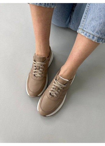Кожаные женские кроссовки VZUTIK бежевые всесезоны (276982206)