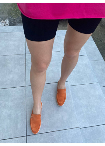 VZUTIK Замшеві жіночі лофери помаранчевий з натуральна шкіра, україна — (276980339)