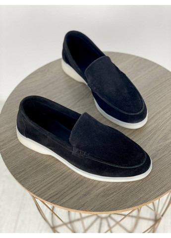 VZUTIK Замшеві жіночі лофери чорний з натуральна шкіра, україна — (276978341)