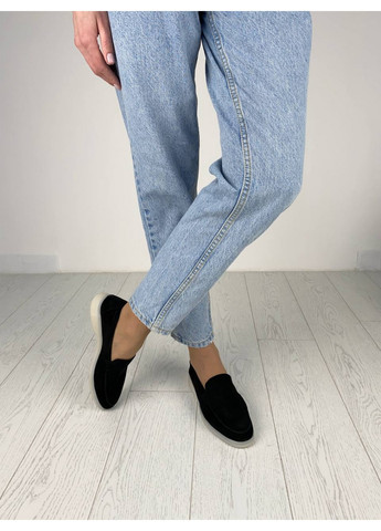 VZUTIK Замшеві жіночі лофери чорний з натуральна шкіра, україна — (276978341)