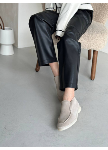 VZUTIK Замшеві жіночі лофери пісочний з натуральна шкіра, україна — (276981329)