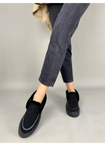 VZUTIK Замшеві жіночі лофери чорний з натуральна замша, україна — (276979331)