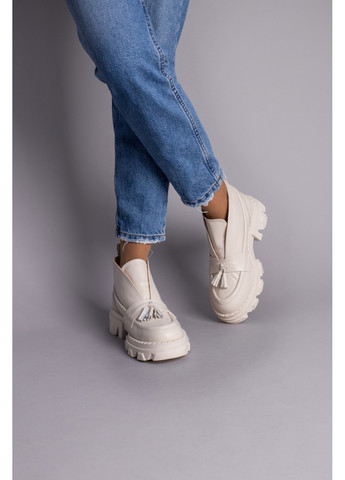 VZUTIK Кожаные женские лоферы молочный з натуральная кожа, украина — (276978122)