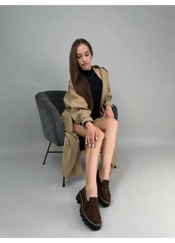 VZUTIK Замшевые женские лоферы темно-коричневый з натуральная кожа, украина — (276982352)