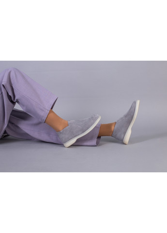 VZUTIK Замшевые женские лоферы серый з натуральная кожа, украина — (276981218)