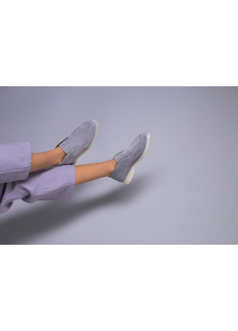 VZUTIK Замшевые женские лоферы серый з натуральная кожа, украина — (276981218)