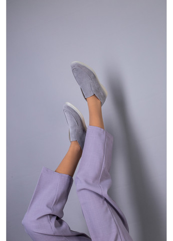 VZUTIK Замшевые женские лоферы серый з натуральная кожа, украина — (276981218)