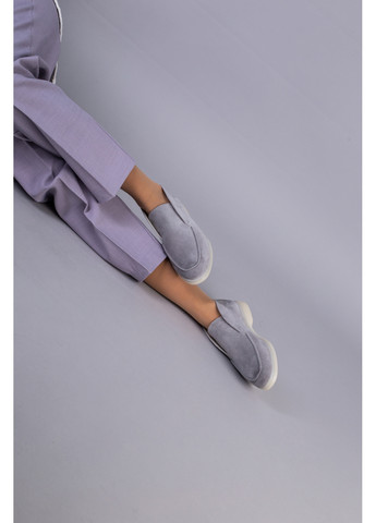 VZUTIK Замшевые женские лоферы серый з натуральная кожа, украина — (276981218)