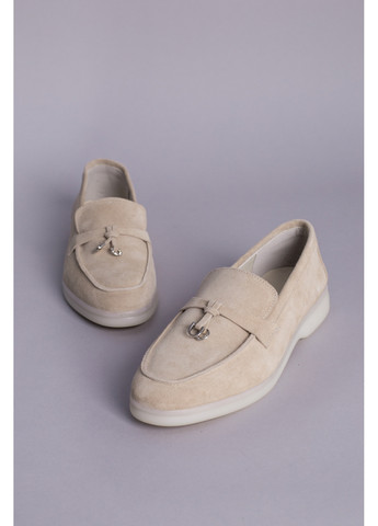 VZUTIK Замшеві жіночі лофери бежевий з натуральна шкіра, україна — (276978210)