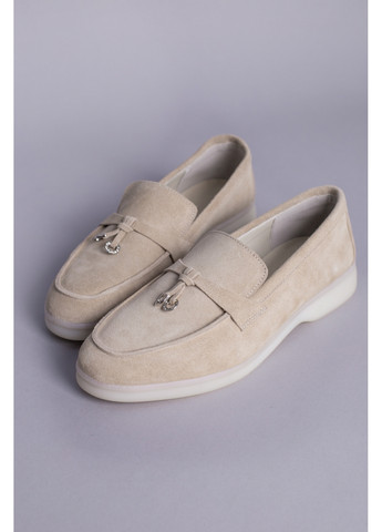 VZUTIK Замшеві жіночі лофери бежевий з натуральна шкіра, україна — (276985106)