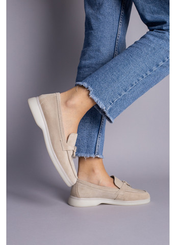 VZUTIK Замшеві жіночі лофери бежевий з натуральна шкіра, україна — (276985106)