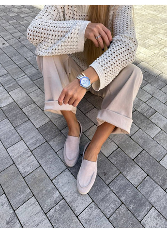 VZUTIK Замшеві жіночі лофери бежевий з натуральна шкіра, україна — (276984146)