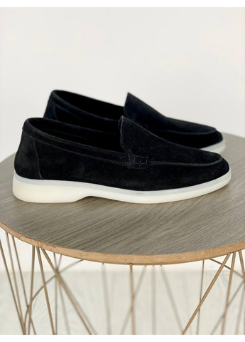 VZUTIK Замшеві жіночі лофери чорний з натуральна шкіра, україна — (276979180)