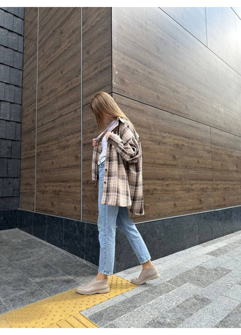 VZUTIK Кожаные женские лоферы бежевый з натуральная кожа, украина — (276978359)