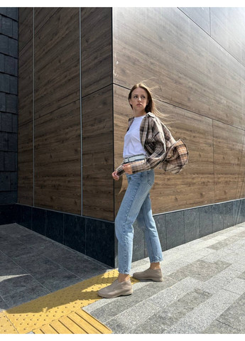 VZUTIK Кожаные женские лоферы бежевый з натуральная кожа, украина — (276978359)