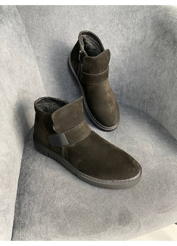Черные осенние ботинки мужские из нубука VZUTIK