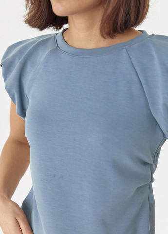Серая демисезон женская футболка с пышными рукавами Lurex