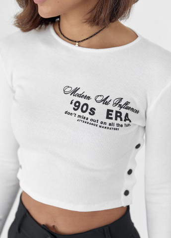 Трикотажна кофта в рубчик з принтом та кнопками Lurex (277151163)