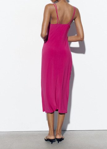 Розовое кэжуал платье Zara однотонное