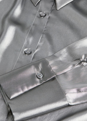 Серебряная кэжуал рубашка однотонная H&M