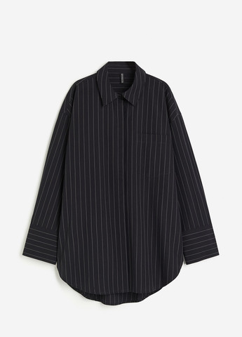Черная кэжуал рубашка в полоску H&M