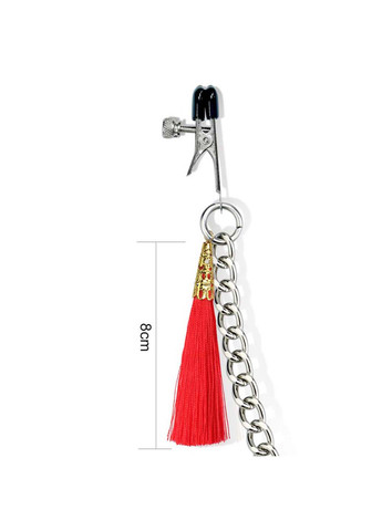 Зажимы для сосков и клитора с красными кисточками Nipple Clit Tassel Clamp With Chain Lovetoy (277229304)