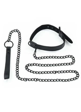 Матовый воротник с поводком Bondage Fetish Black Matt Collar With Leash Lovetoy (277229290)