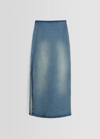 Синяя повседневный однотонная юбка Bershka