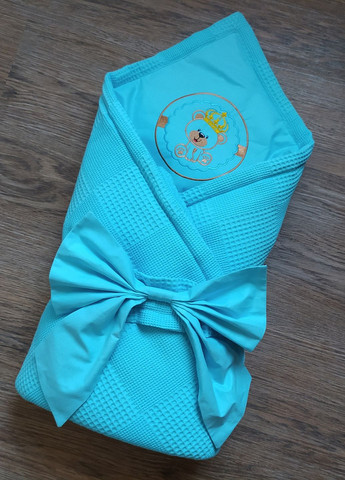 Конверт одеяло на выписку вафельный новорожденному малышу мальчику голубой (00197) No Brand (277367705)